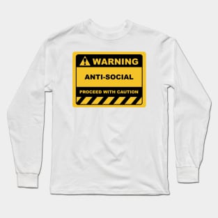 Sarcastic Human Warning Label Anti-Social Long Sleeve T-Shirt